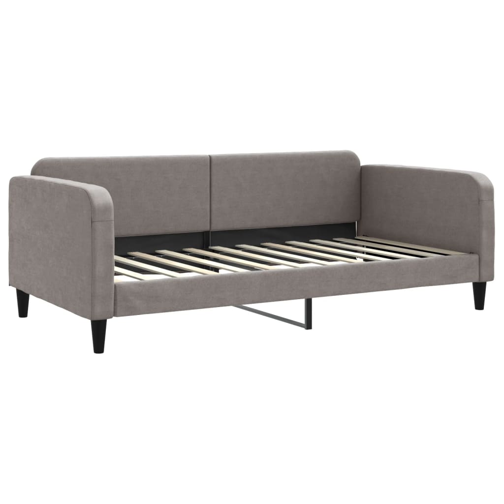 Lit de jour avec gigogne et matelas taupe 100x200 cm tissu - XIOS
