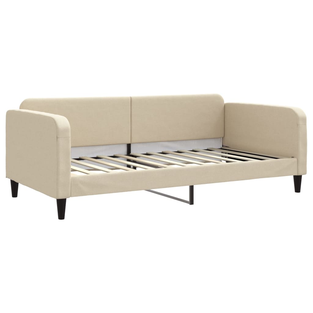 Lit de jour avec gigogne et matelas crème 100x200 cm tissu - XIOS