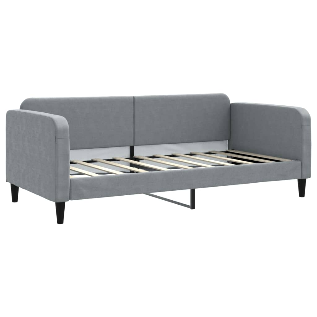 Lit de jour avec gigogne et matelas gris clair 90x190 cm tissu - XIOS
