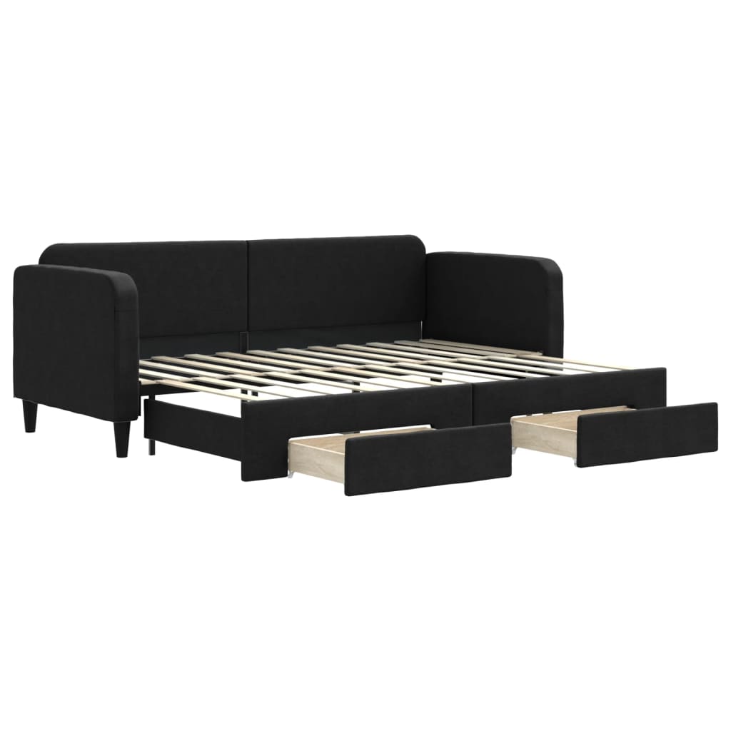 Lit de jour avec gigogne et tiroirs sans matelas noir 80x200 cm - XIOS