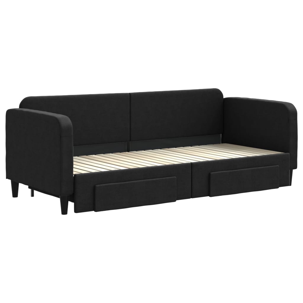 Lit de jour avec gigogne et tiroirs sans matelas noir 80x200 cm - XIOS