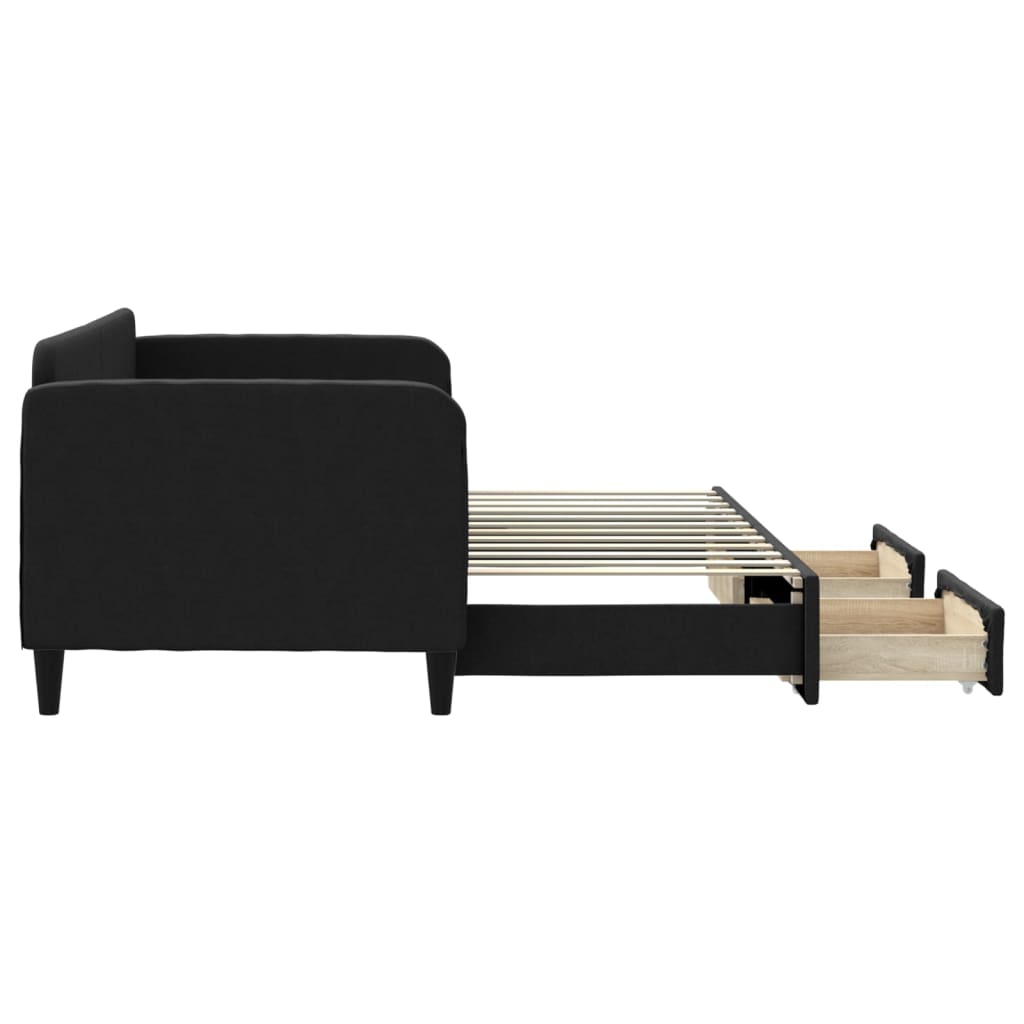 Lit de jour avec gigogne et tiroirs sans matelas noir 80x200 cm - XIOS