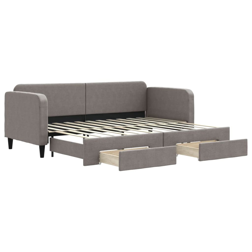 Lit de jour avec gigogne et tiroirs sans matelas taupe 80x200cm - XIOS