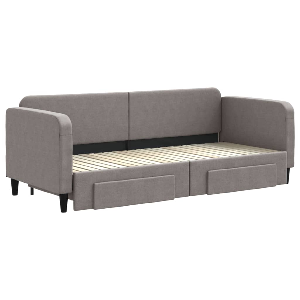 Lit de jour avec gigogne et tiroirs sans matelas taupe 80x200cm - XIOS