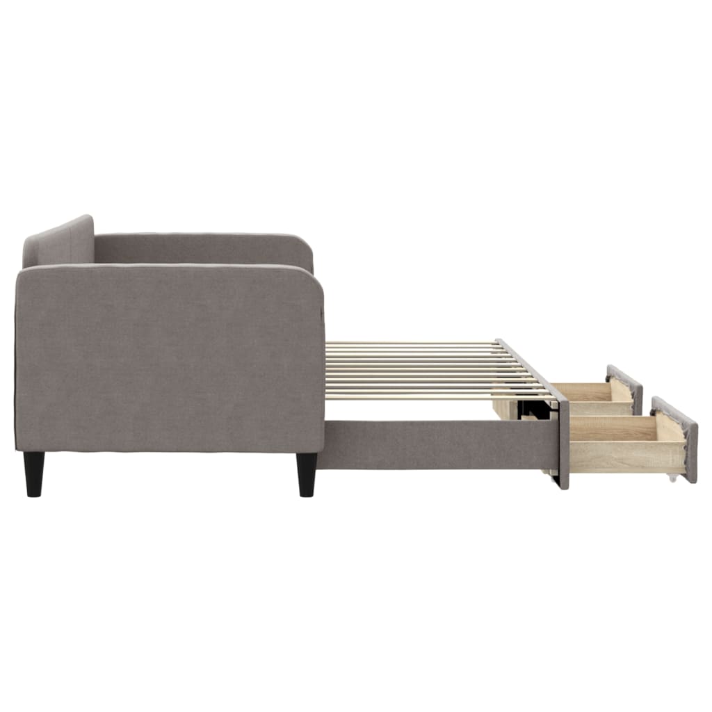 Lit de jour avec gigogne et tiroirs sans matelas taupe 80x200cm - XIOS