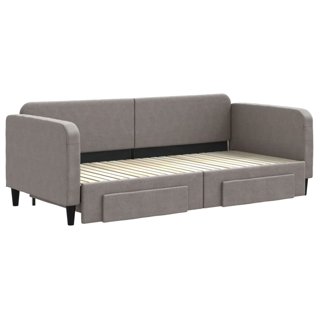Lit de jour avec gigogne et tiroirs sans matelas taupe 90x200cm - XIOS