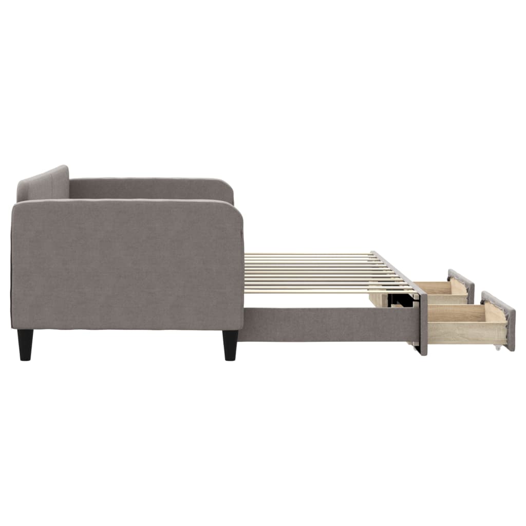 Lit de jour avec gigogne et tiroirs sans matelas taupe 90x200cm - XIOS