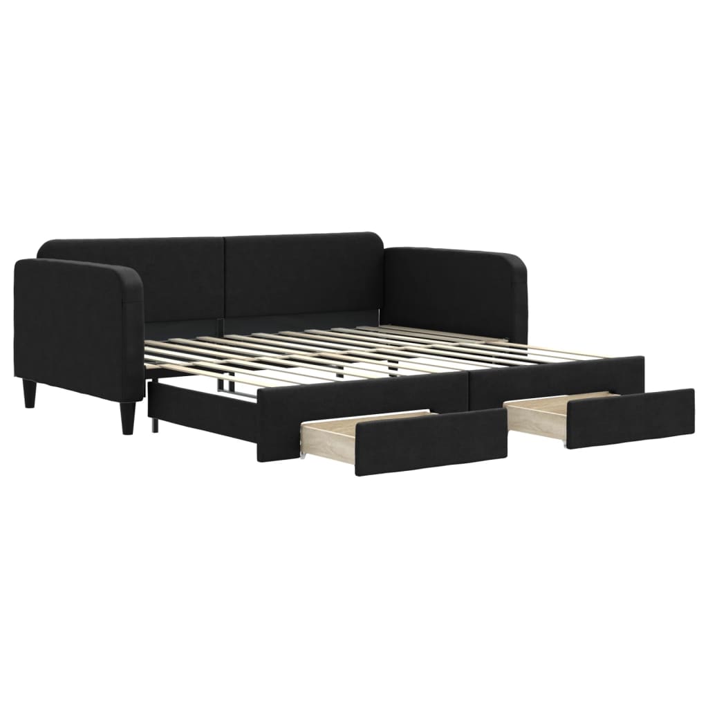 Lit de jour avec gigogne et tiroirs sans matelas noir 100x200cm - XIOS