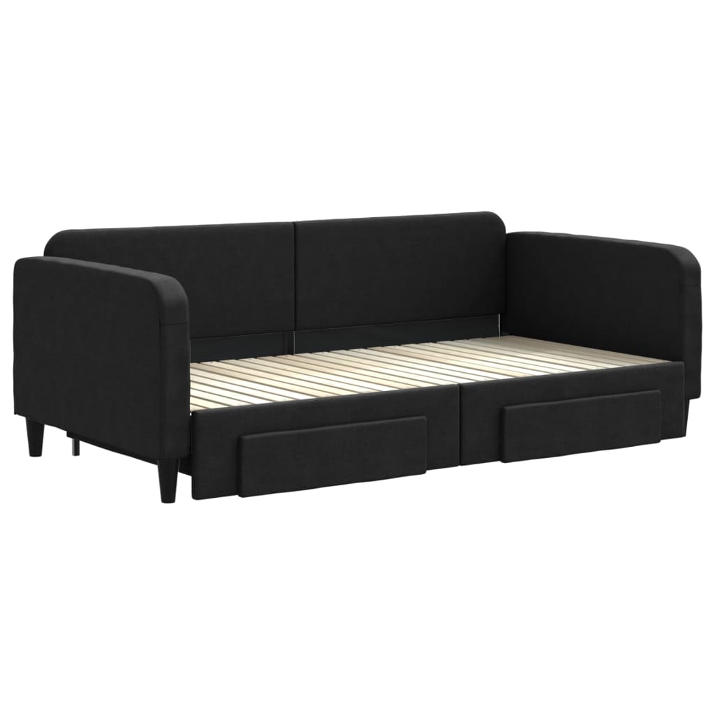 Lit de jour avec gigogne et tiroirs sans matelas noir 100x200cm - XIOS
