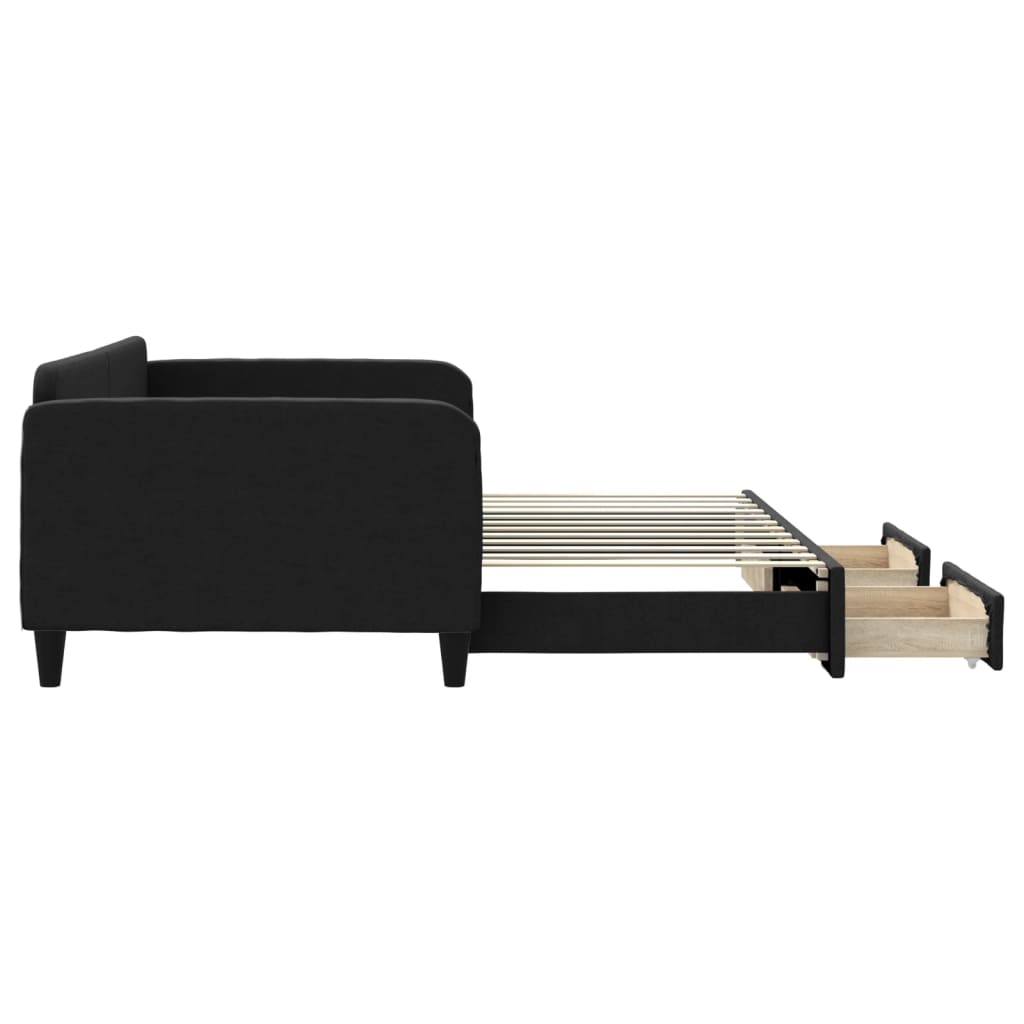 Lit de jour avec gigogne et tiroirs sans matelas noir 100x200cm - XIOS