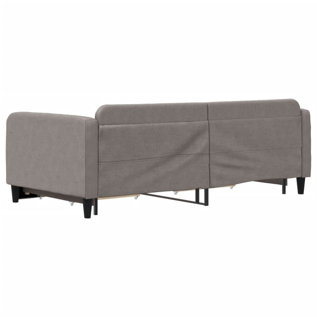 Lit de jour avec gigogne et tiroirs taupe 100x200 cm tissu