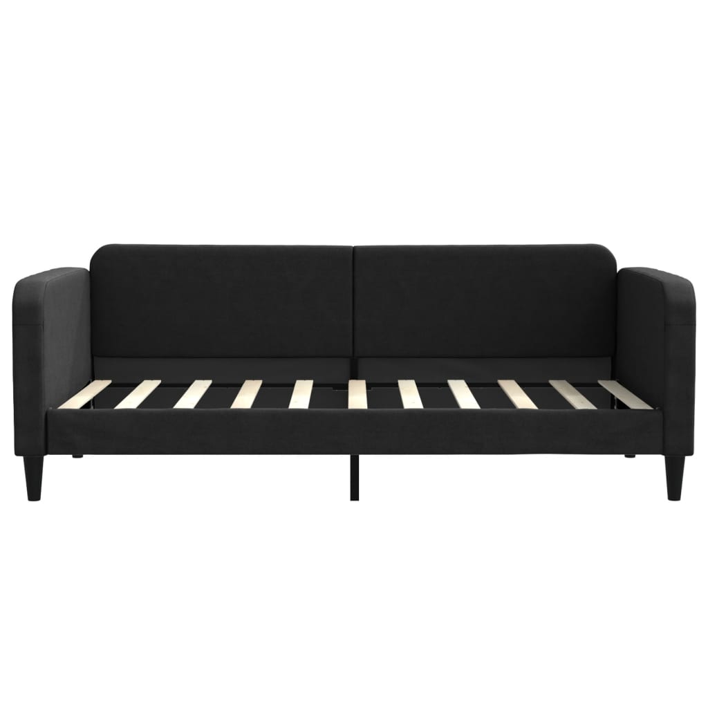 Lit de jour avec gigogne et tiroirs noir 90x190 cm tissu