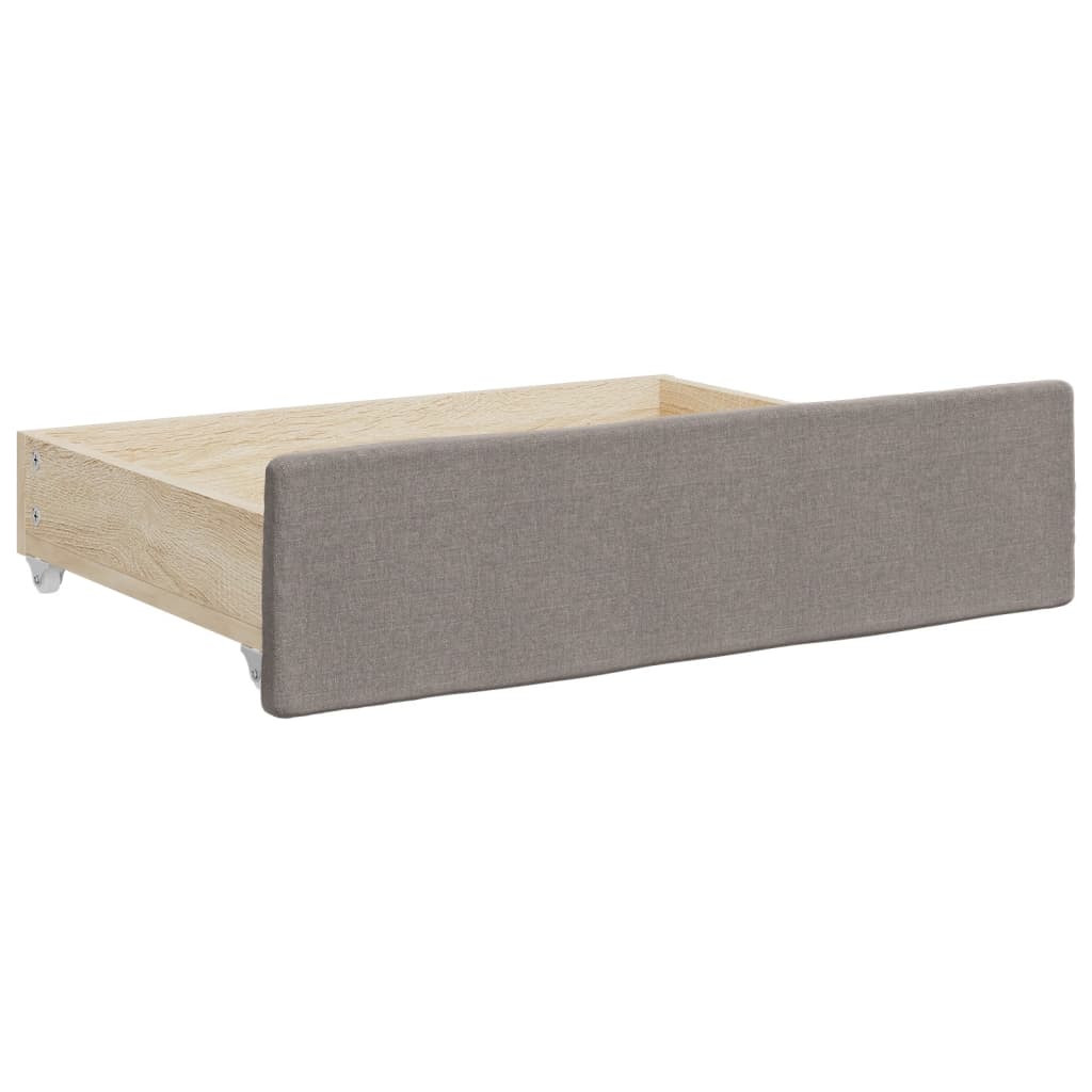 Lit de jour avec gigogne et tiroirs taupe 90x200 cm tissu - XIOS