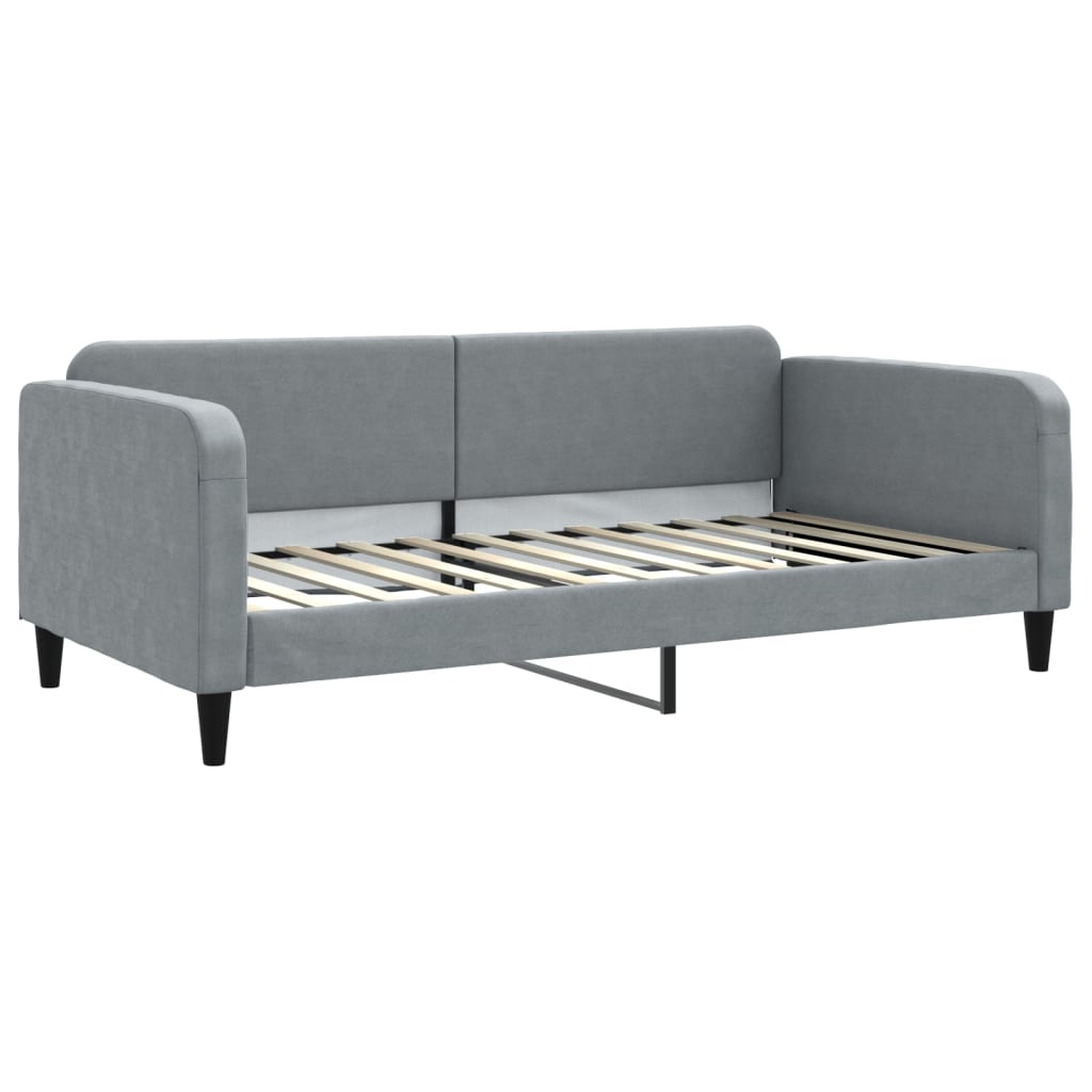 Lit de jour avec gigogne et tiroirs gris clair 100x200 cm tissu - XIOS