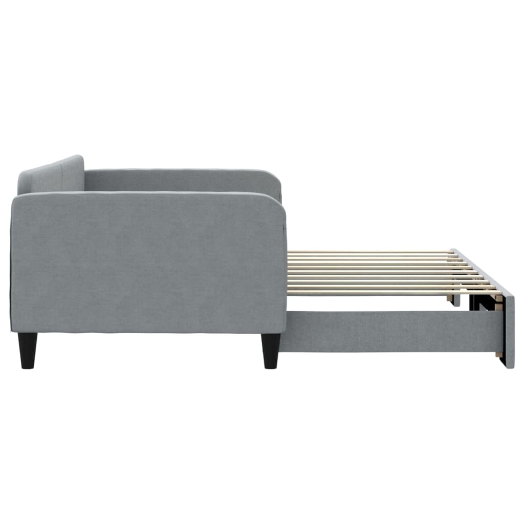 Lit de jour avec lit gigogne gris clair 100x190 cm tissu - XIOS