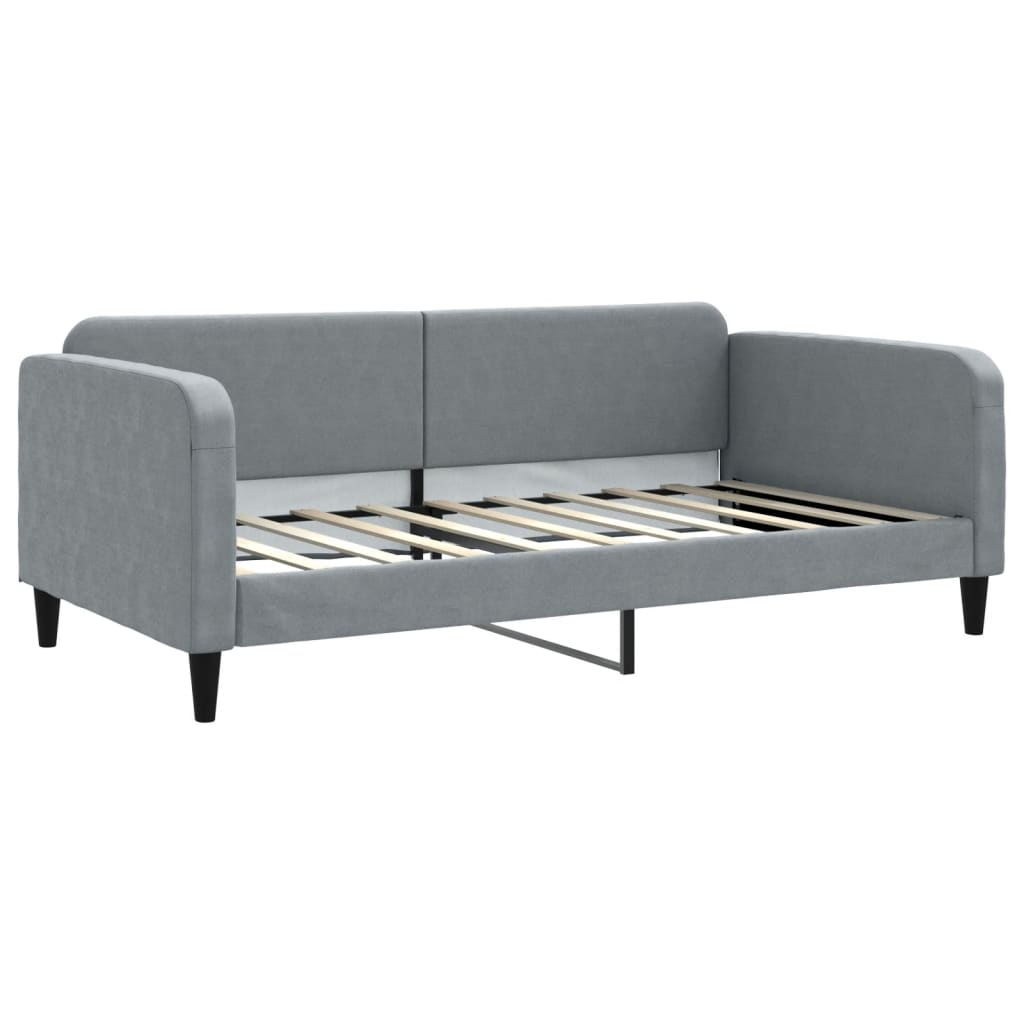 Lit de jour avec lit gigogne gris clair 100x190 cm tissu - XIOS