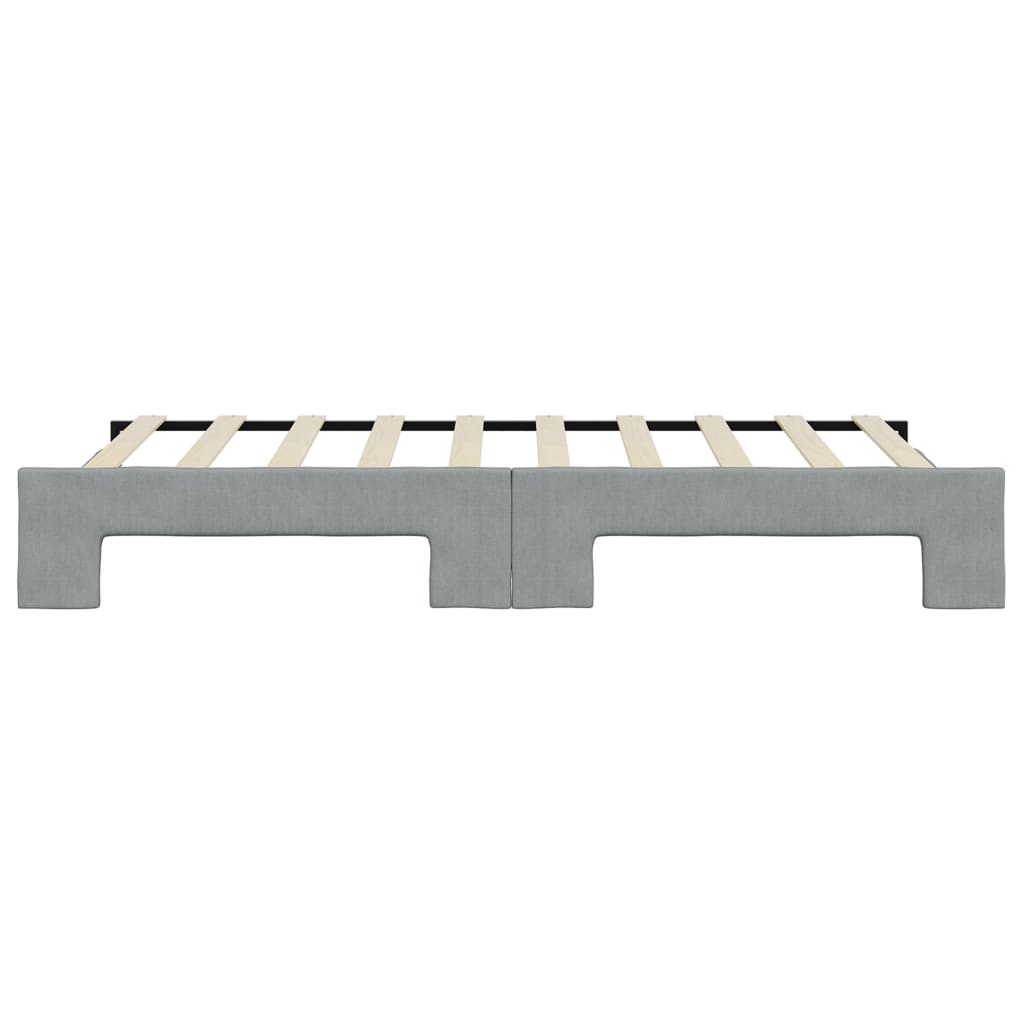 Lit de jour avec lit gigogne gris clair 100x190 cm tissu - XIOS