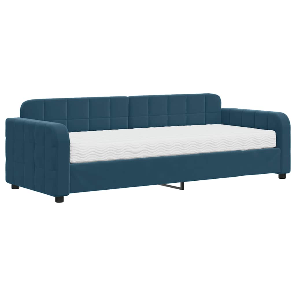 Lit de jour avec matelas bleu 80x200 cm velours - XIOS