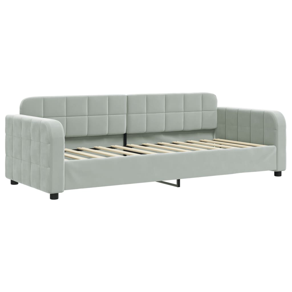 Lit de jour avec matelas gris clair 80x200 cm velours - XIOS