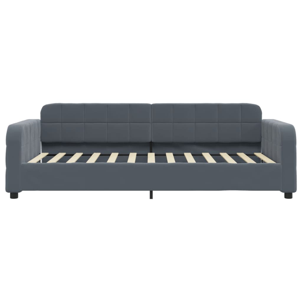 Lit de jour avec matelas gris foncé 80x200 cm velours - XIOS
