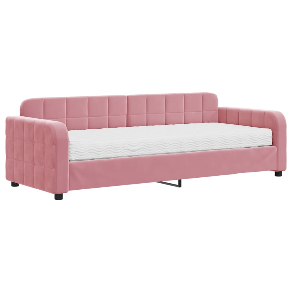 Lit de jour avec matelas rose 80x200 cm velours - XIOS
