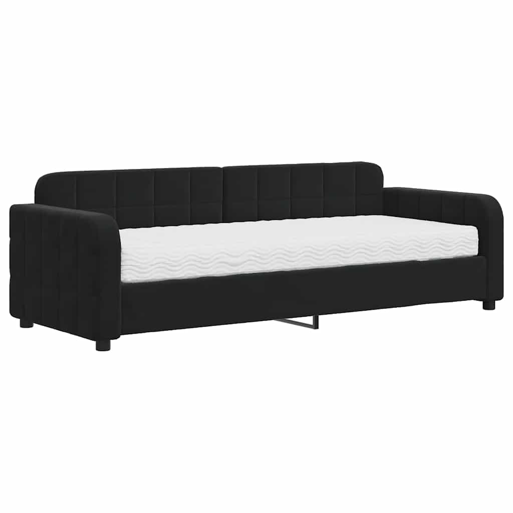 Lit de jour avec matelas noir 80x200 cm velours - XIOS
