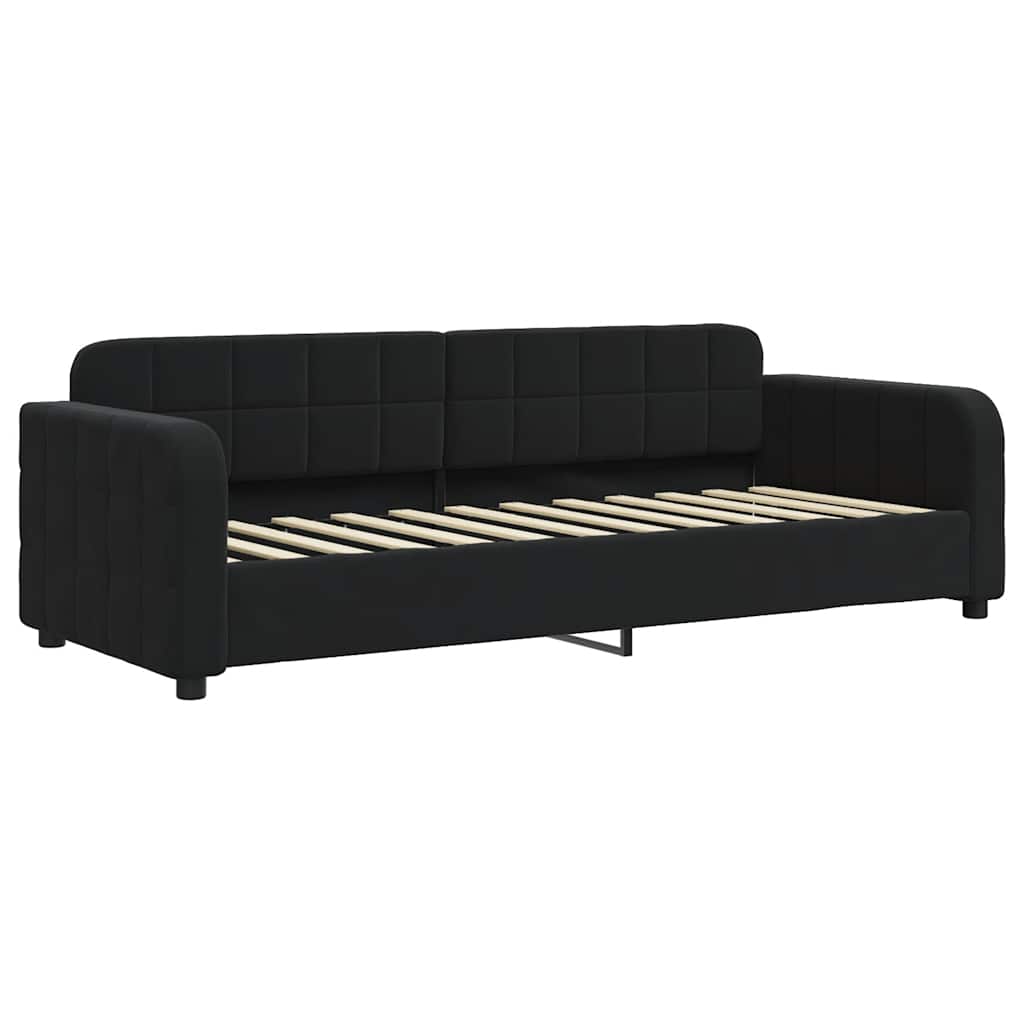 Lit de jour avec matelas noir 80x200 cm velours - XIOS