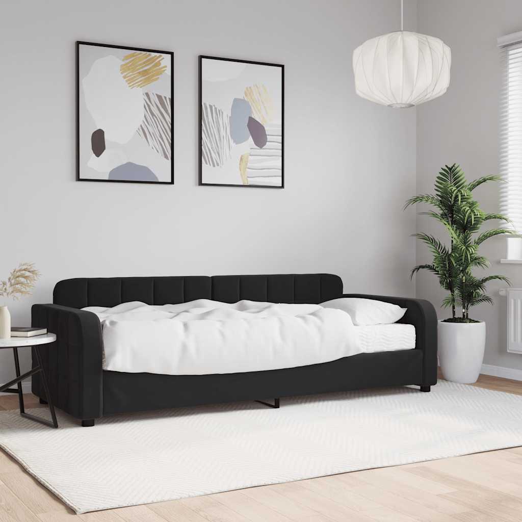 Lit de jour avec matelas noir 80x200 cm velours - XIOS