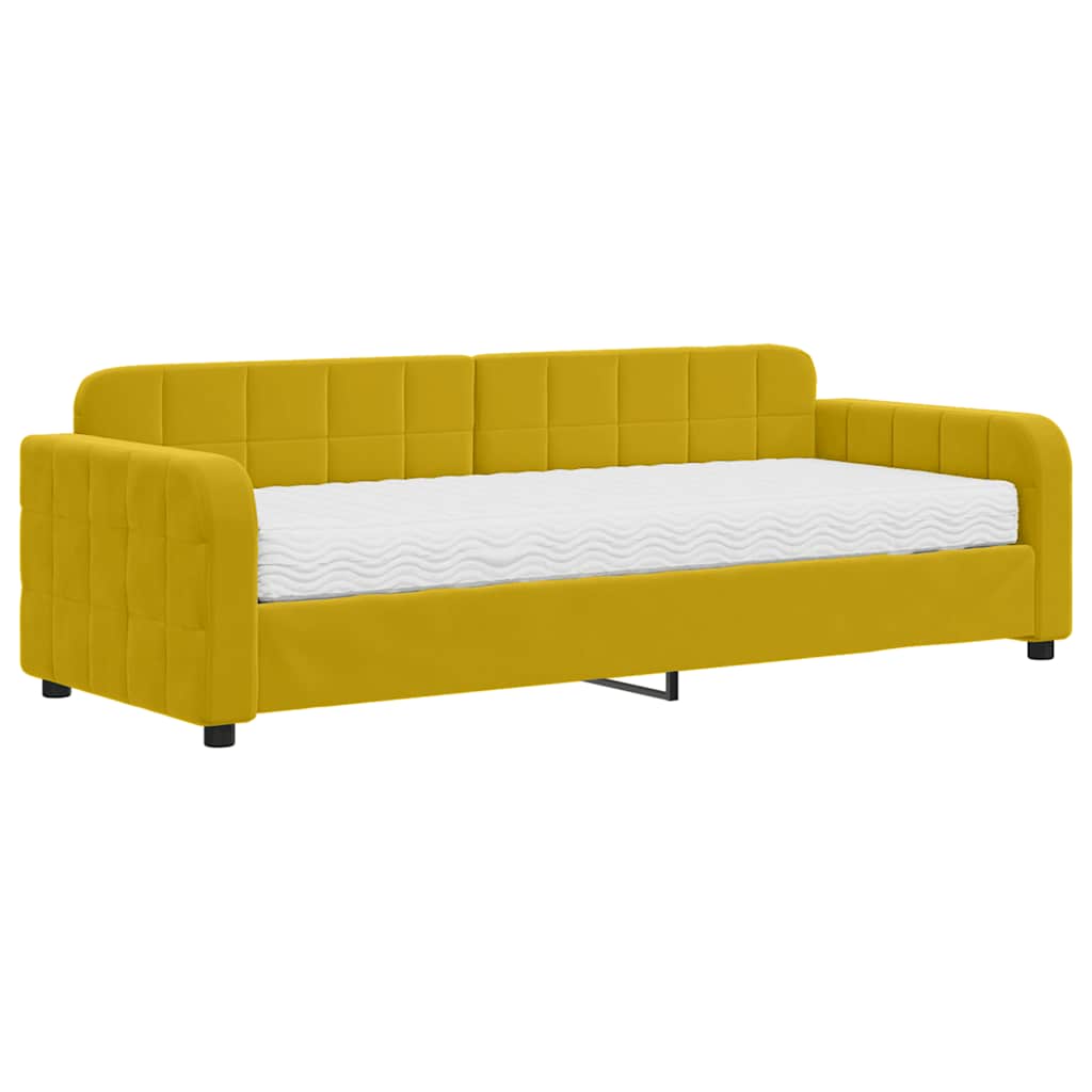 Lit de jour avec matelas jaune 80x200 cm velours - XIOS
