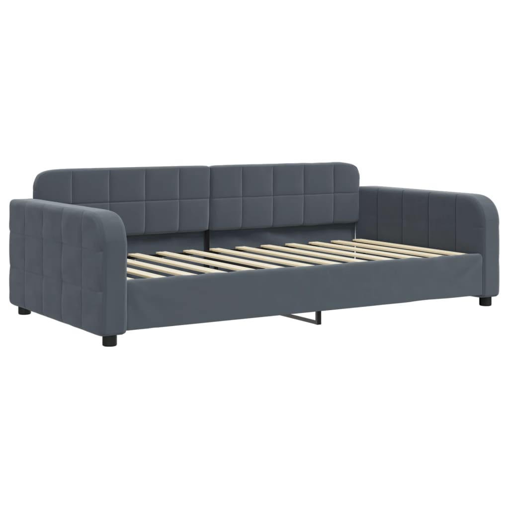 Lit de jour avec matelas gris foncé 90x200 cm velours - XIOS
