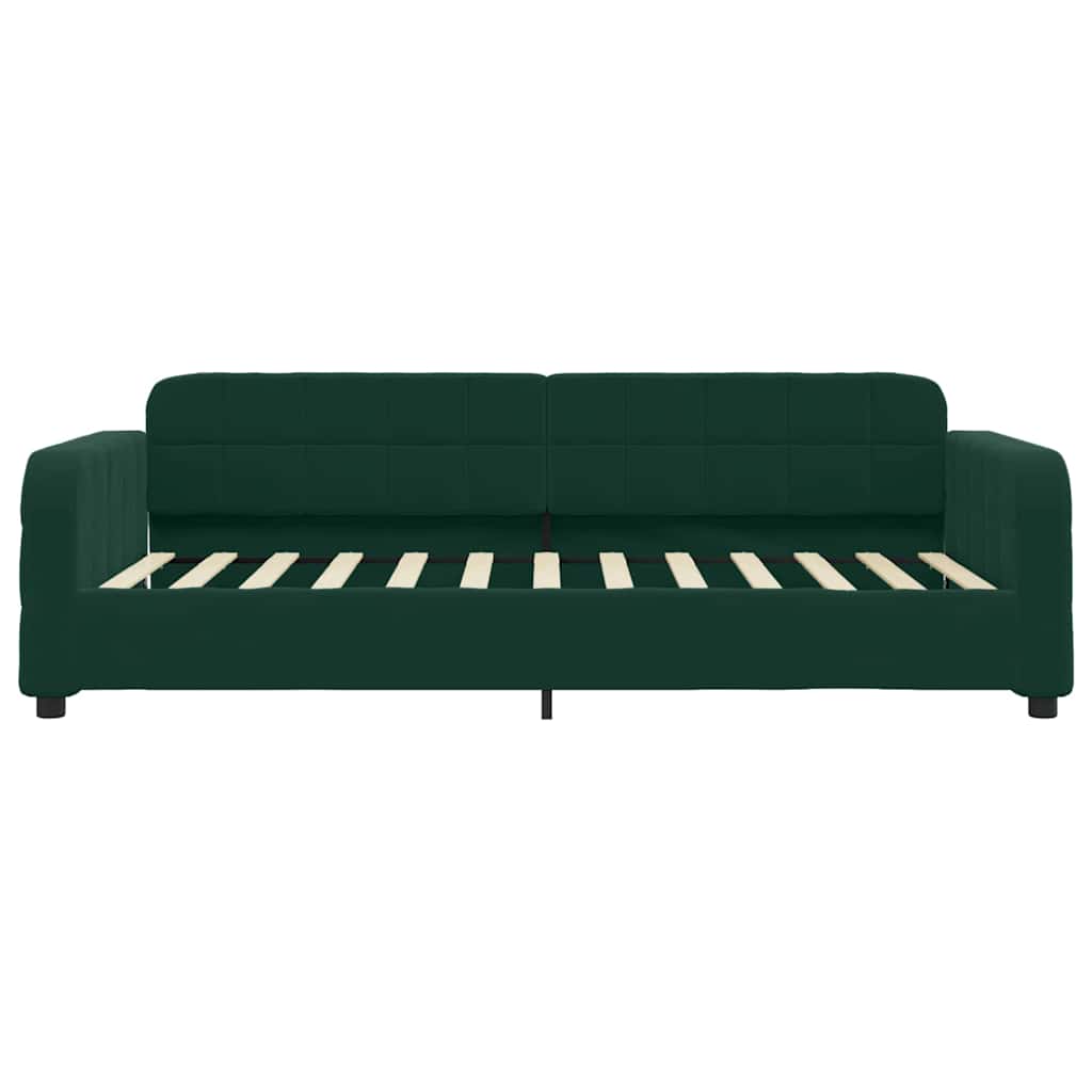 Lit de jour avec matelas vert foncé 90x200 cm velours - XIOS