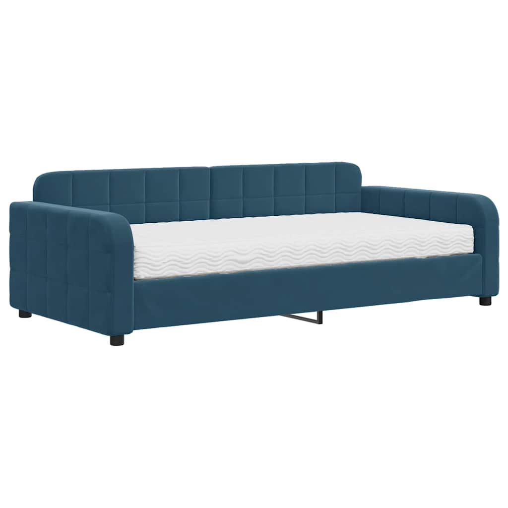 Lit de jour avec matelas bleu 100x200 cm velours - XIOS