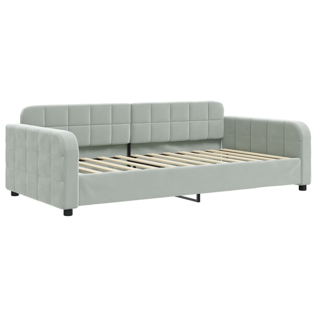 Lit de jour avec matelas gris clair 100x200 cm velours - XIOS