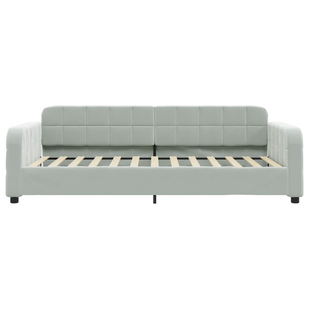 Lit de jour avec matelas gris clair 100x200 cm velours - XIOS