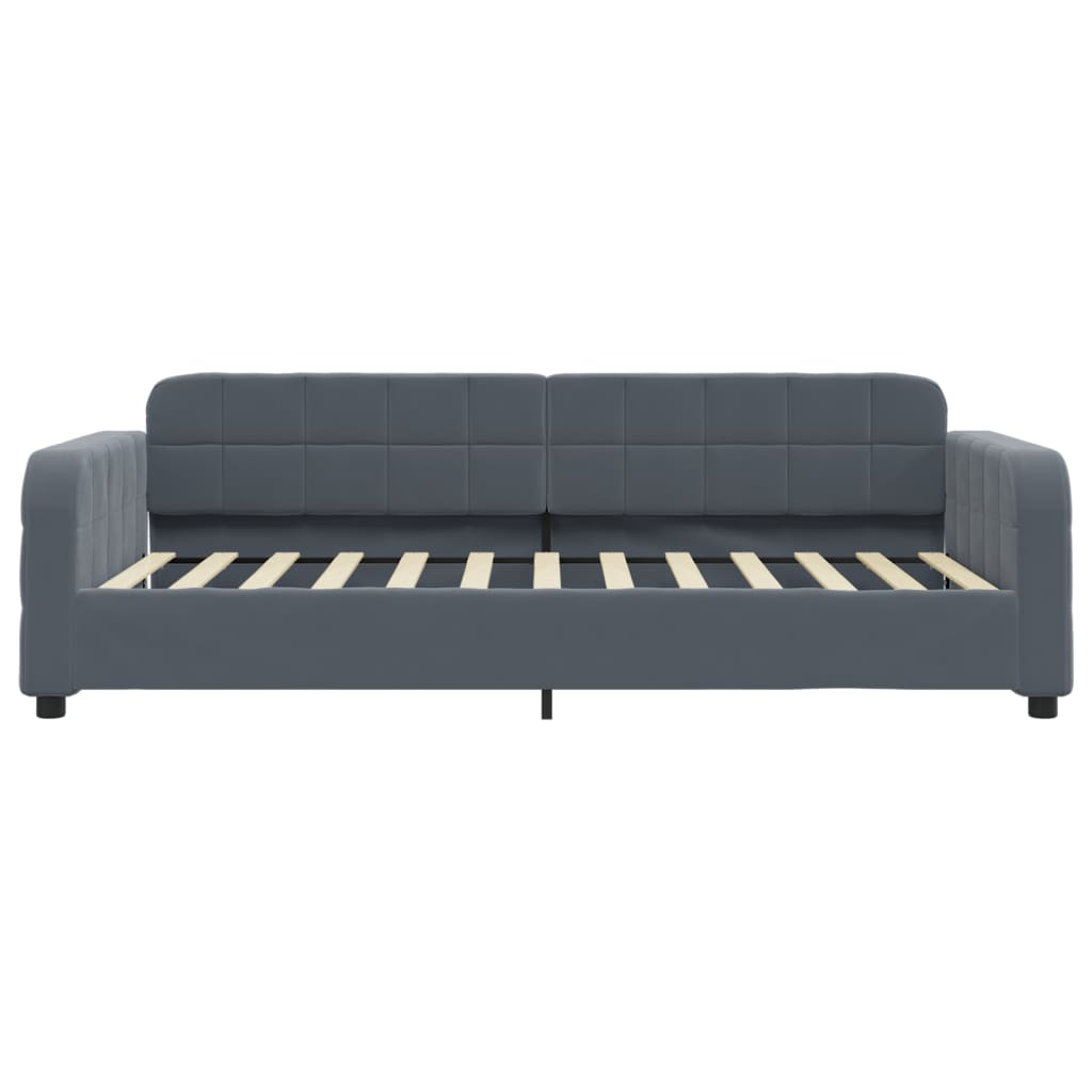 Lit de jour avec matelas gris foncé 100x200 cm velours - XIOS