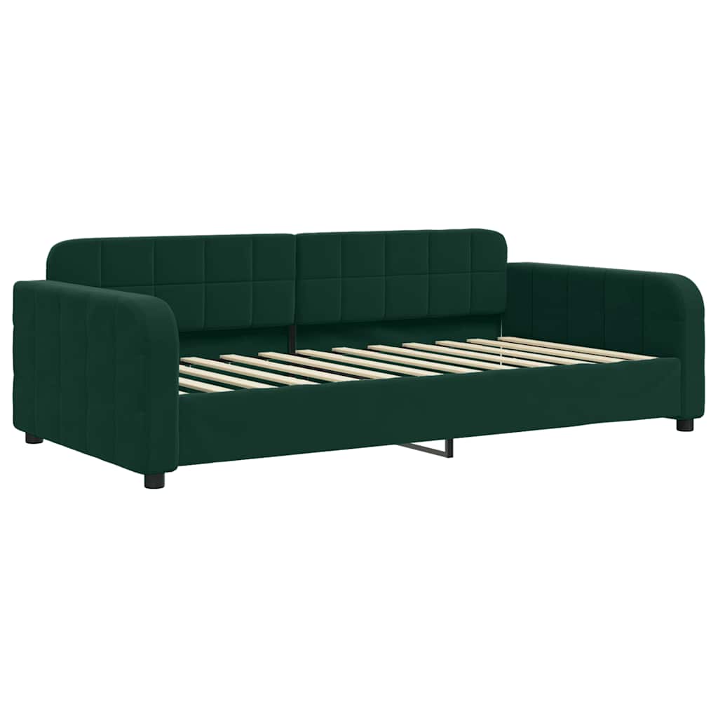 Lit de jour avec matelas vert foncé 100x200 cm velours - XIOS