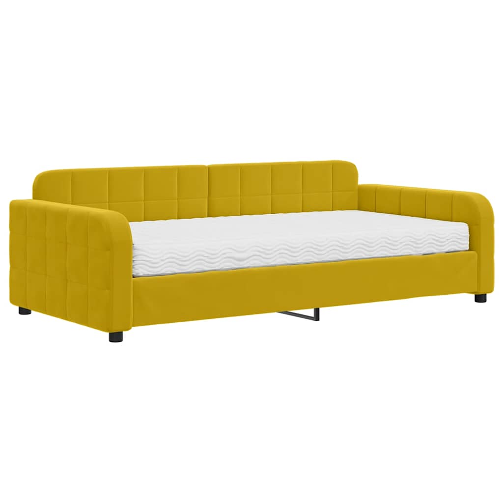 Lit de jour avec matelas jaune 100x200 cm velours - XIOS