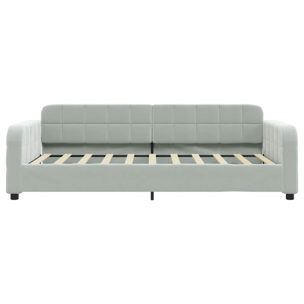 Lit de jour avec matelas gris clair 90x190 cm velours - XIOS
