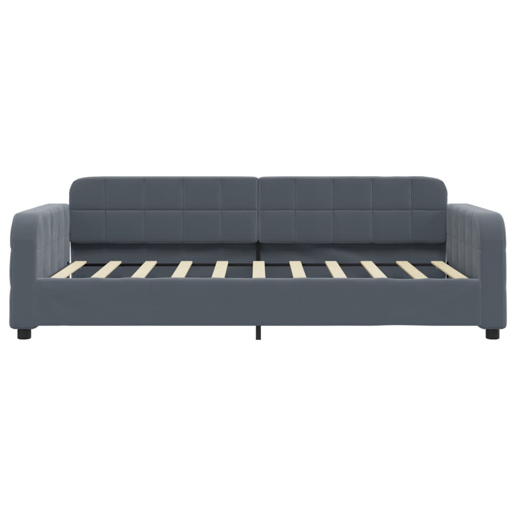 Lit de jour avec matelas gris foncé 90x190 cm velours - XIOS