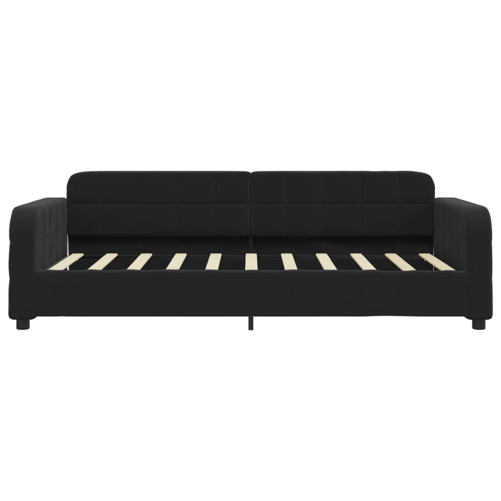 Lit de jour avec matelas noir 90x190 cm velours - XIOS