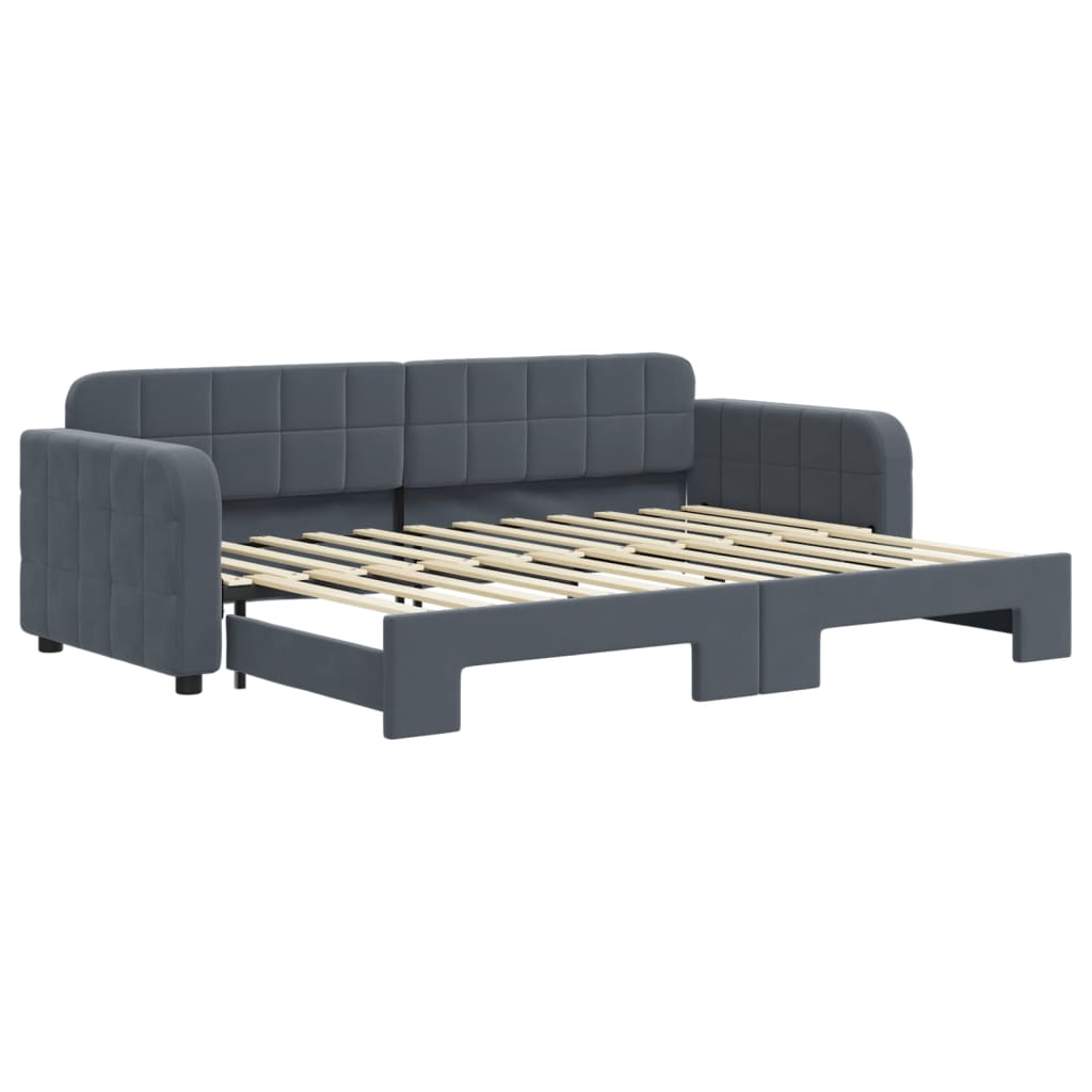 Lit de jour avec gigogne sans matelas gris foncé 80x200 cm - XIOS