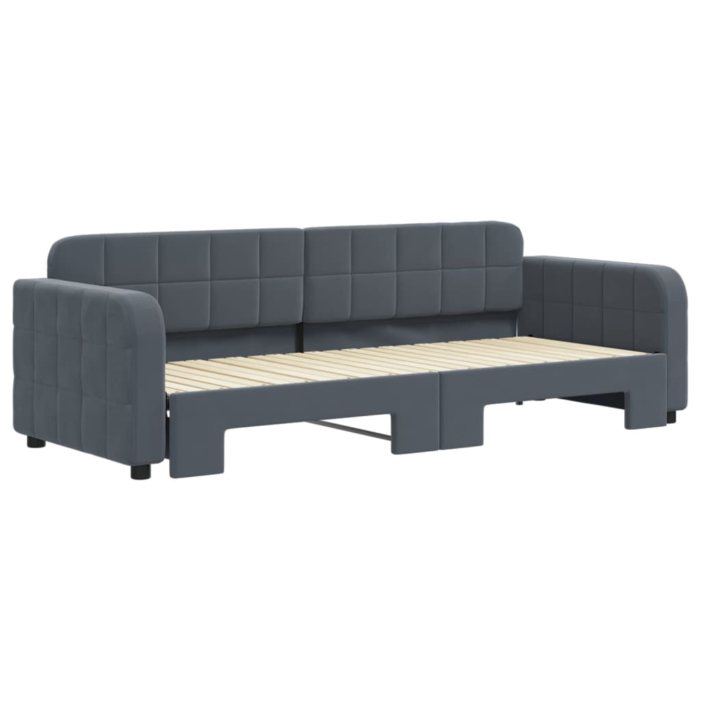 Lit de jour avec gigogne sans matelas gris foncé 80x200 cm - XIOS