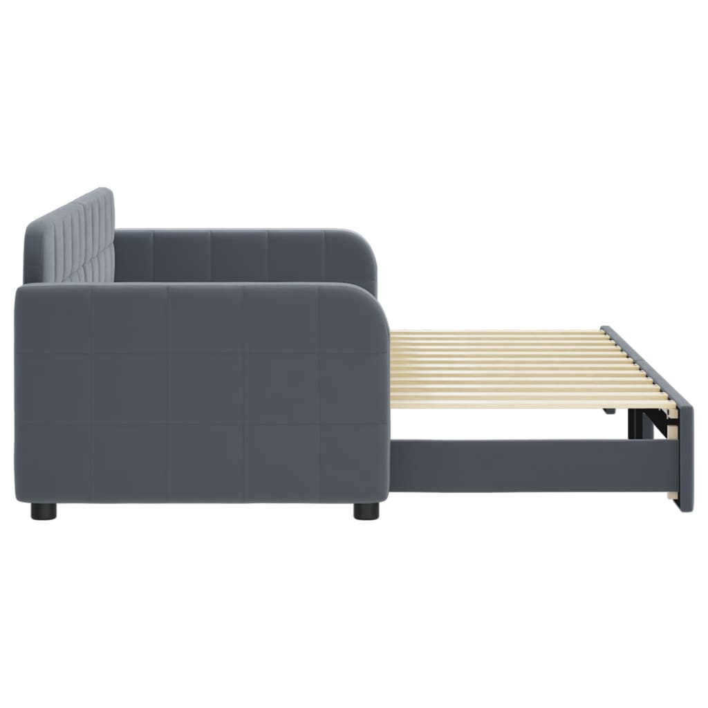 Lit de jour avec gigogne sans matelas gris foncé 80x200 cm - XIOS