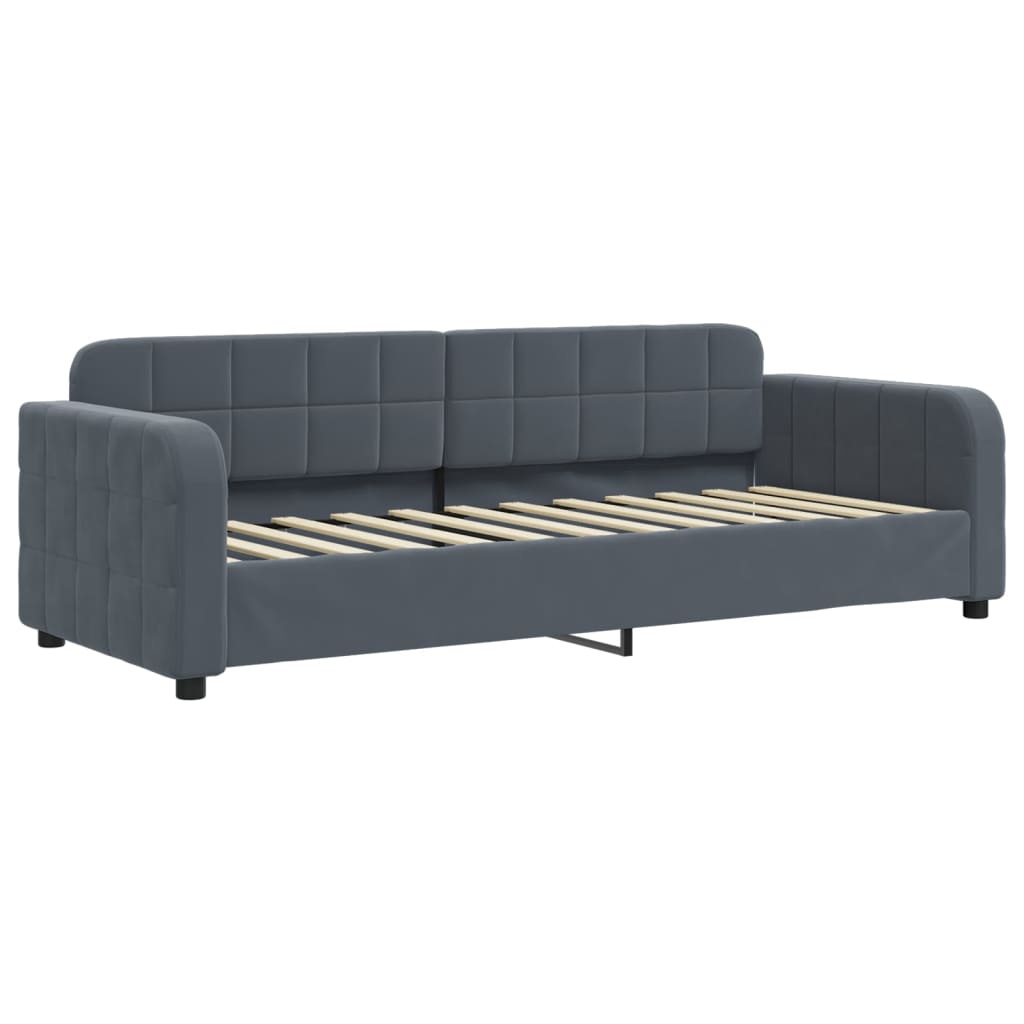 Lit de jour avec gigogne sans matelas gris foncé 80x200 cm - XIOS