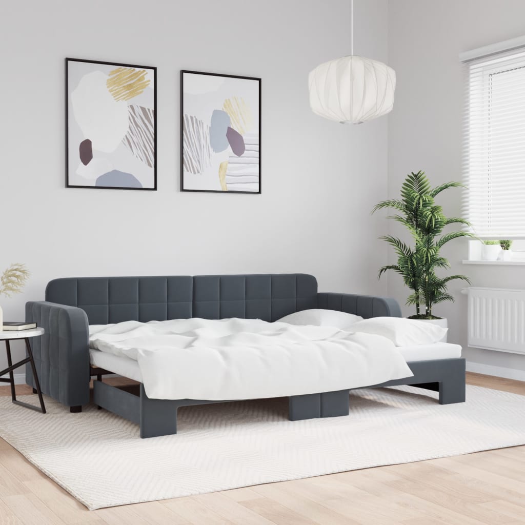Lit de jour avec gigogne sans matelas gris foncé 80x200 cm - XIOS