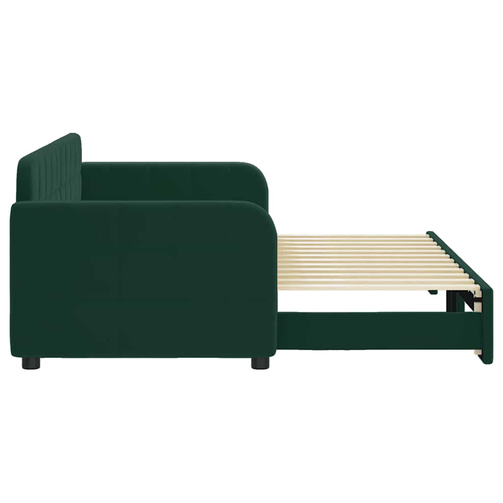 Lit de jour avec gigogne sans matelas vert foncé 80x200 cm