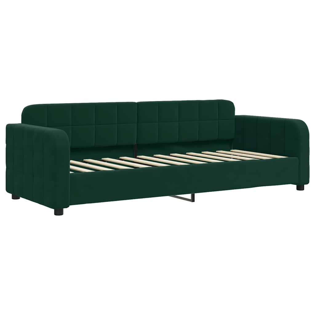 Lit de jour avec gigogne sans matelas vert foncé 80x200 cm