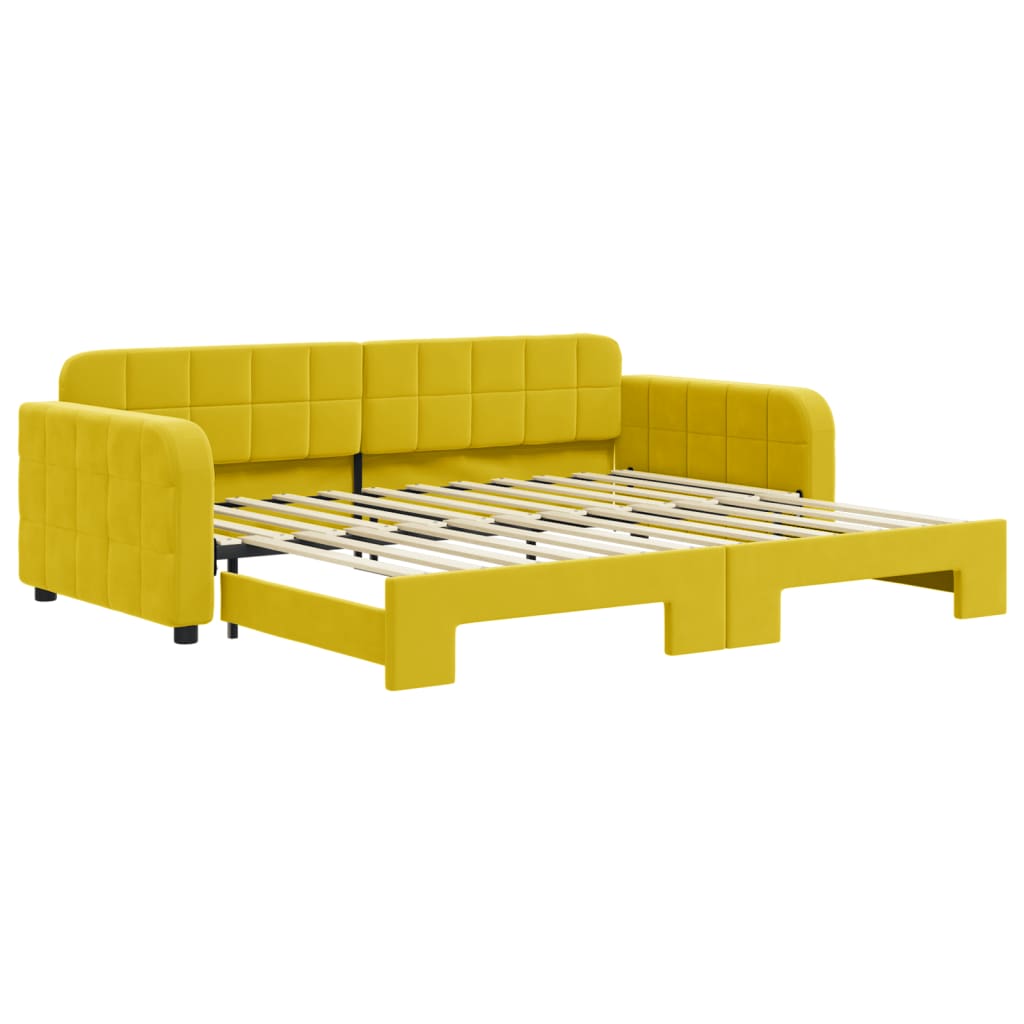 Lit de jour avec lit gigogne jaune 90x200 cm velours - XIOS