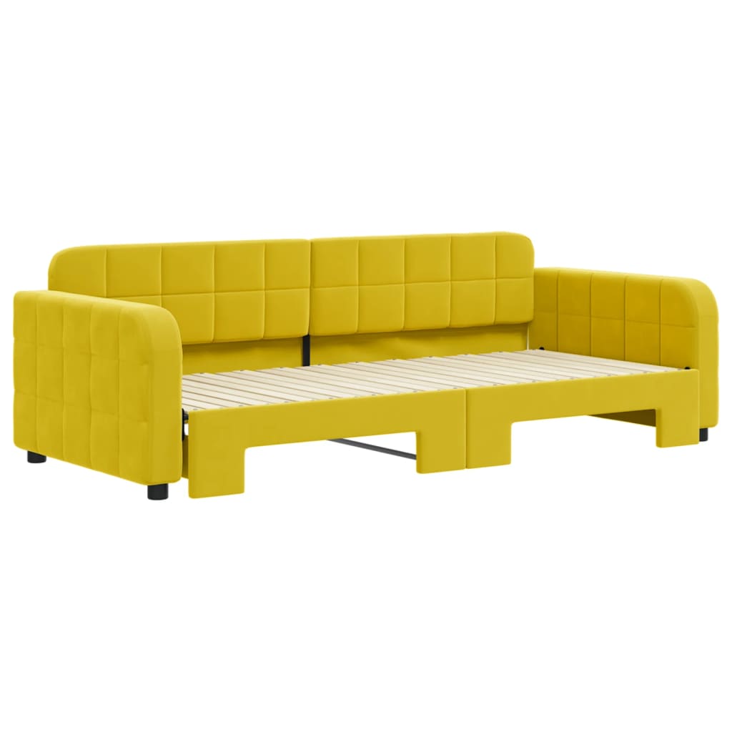 Lit de jour avec lit gigogne jaune 90x200 cm velours - XIOS