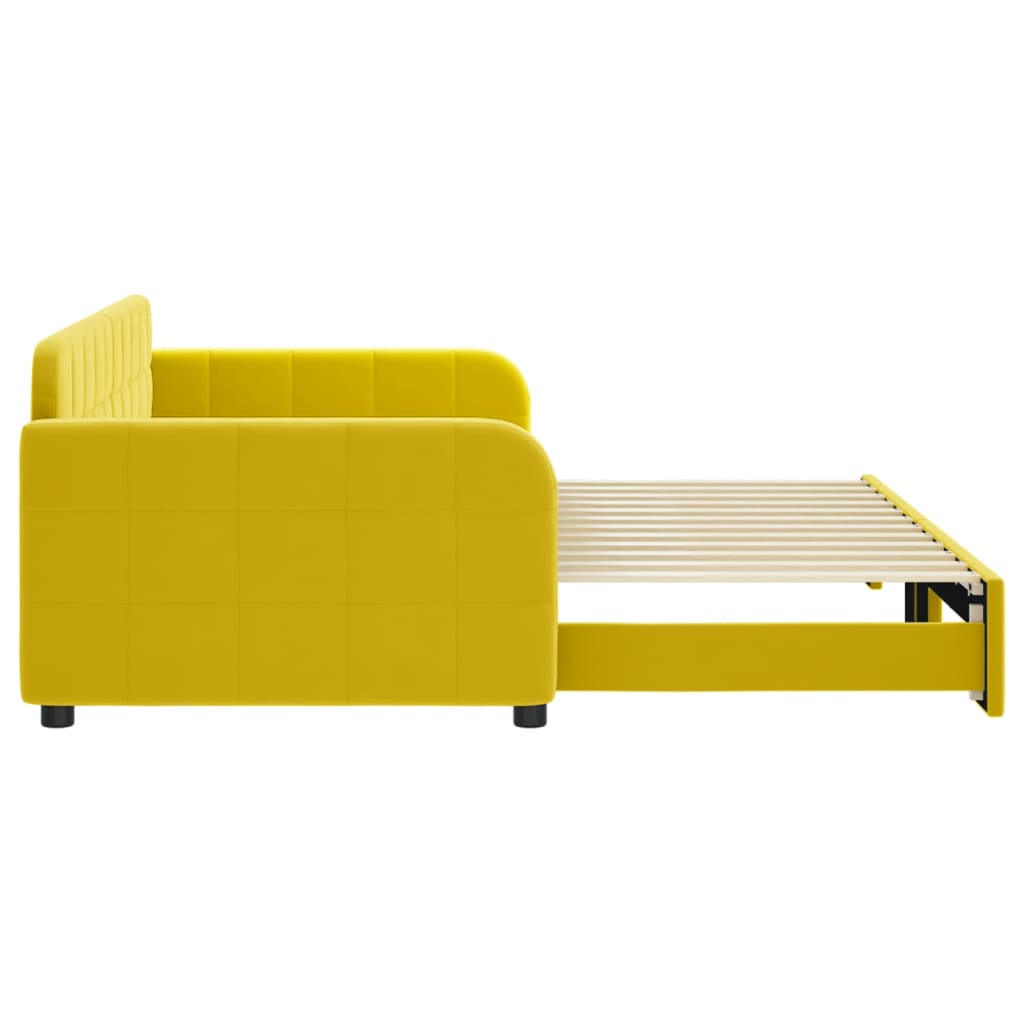 Lit de jour avec lit gigogne jaune 90x200 cm velours - XIOS